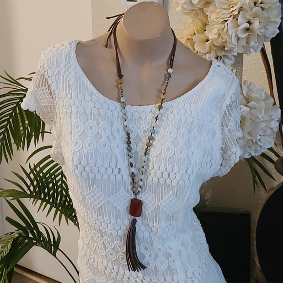 SALE TODAY BEAUTIFUL WHITE LACE MIDI 14 P SIZE - Picture 15 of 16